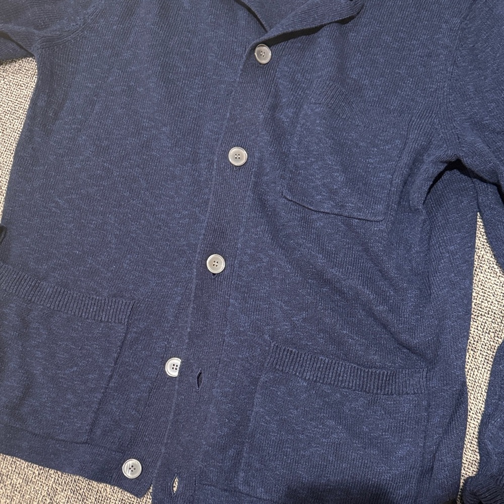 Todd Snyder Midnight Blue Button-Up Cardigan Large  NWT - Picture 3 of 9